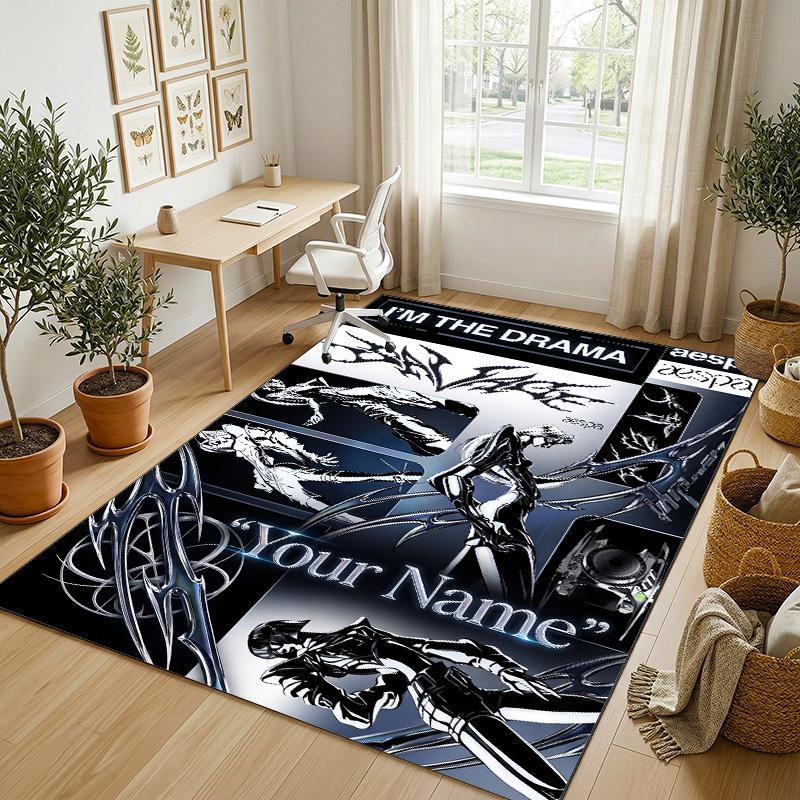 Personalized Crystal Velvet Carpet,aespa Custom Printed Name, Plush Area Rug For Home Indoor Decor