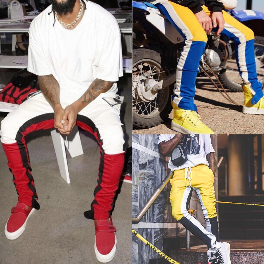 

Модные мужские повседневные однотонные свободные лоскутные спортивные брюки Jogger Pant