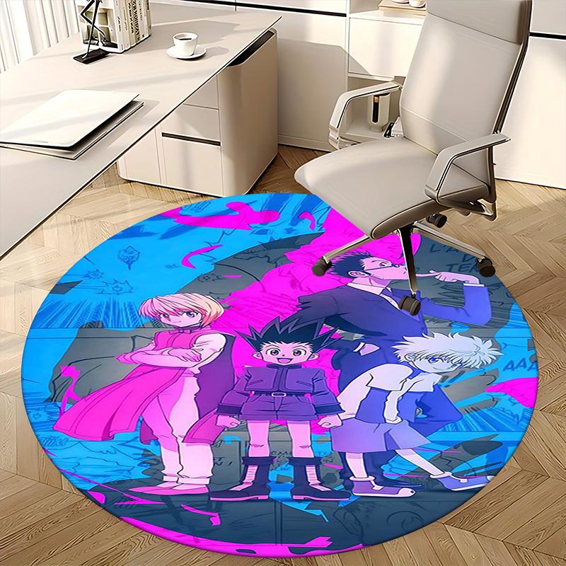 1pc Anime Cartoon Design Round Carpet Office Chair Mat, NonSlip Rug for Home Decor, Living Room, Bedroom