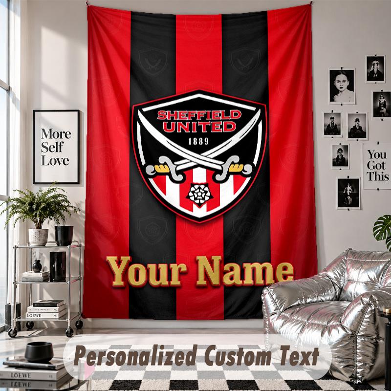 Wall Hanging Tapestry With Custom Name & Text, Sheffield United FC Decorative Tapestry For Bedroom
