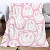 1pc Funny Smile Face Print Blanket, Soft And Comfortable Flannel Blanket, Gift For Friends, Family, Throw Blanket For Sofa Bed