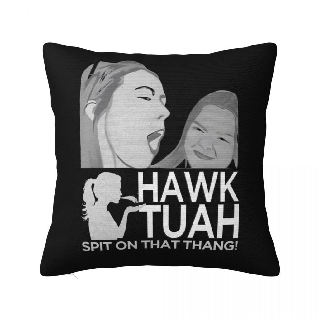 Hawk Tuah Spuug Op Dat Ding 2024 Kussensloop Grappige Meme Kussenhoezen Mode Rits Decor Kussenhoes voor Huis 45x45cm
