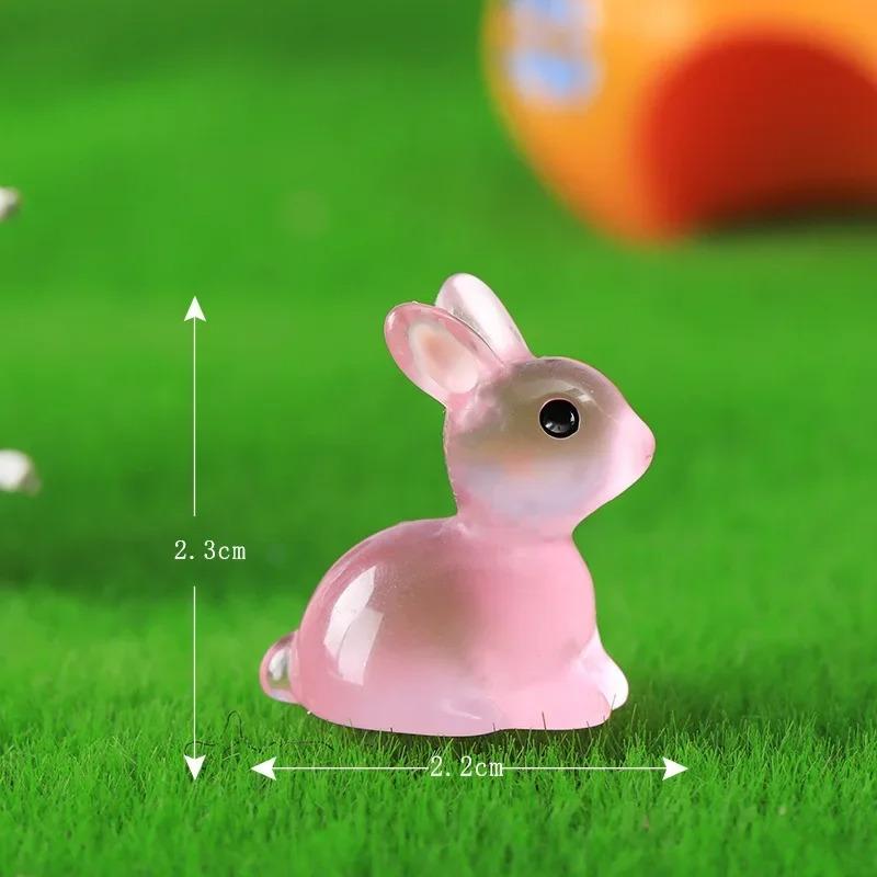 8Pcs Bunny Resin Miniature Figurines Home Decoration Cute Rabbit Mini Bunny Crafts Dark In Night Easter Party Decorate