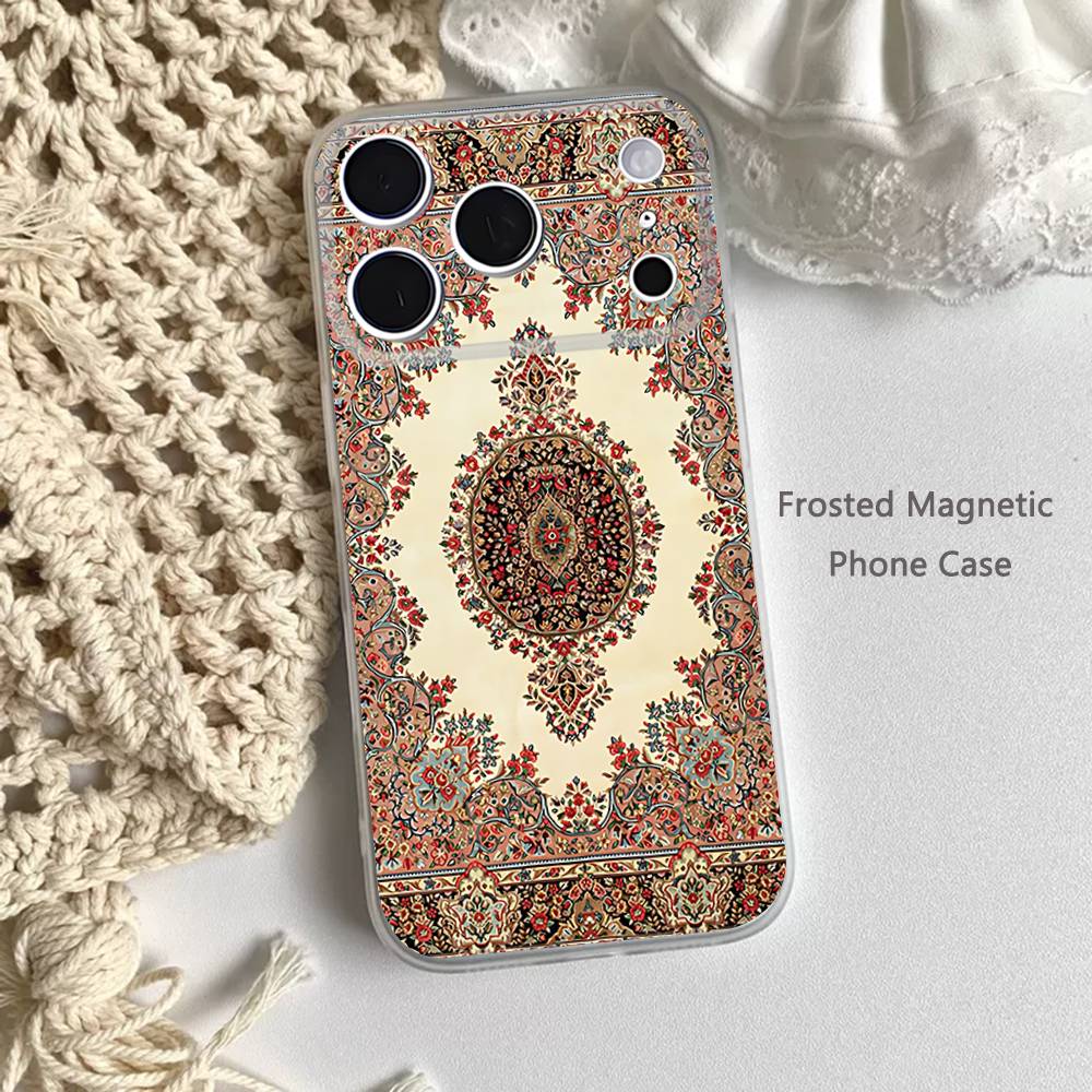 VINTAGE Persian Carpet Pattern For iPhone 11,12,13,14,15,17,16,Pro,Plus,E,Max,Air,Mini Clear Magnetic Frosted Cover