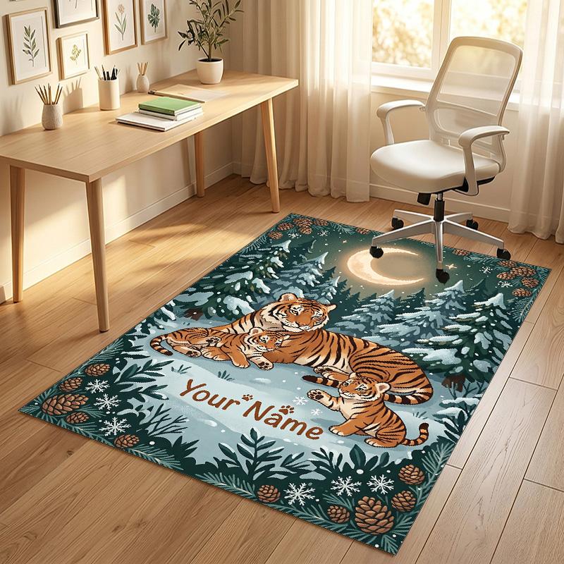 Winter Snowman Theme Soft Crystal Velvet Rug Custom Name & Text Print Non Slip Floor Rug for Bedroom Living Room