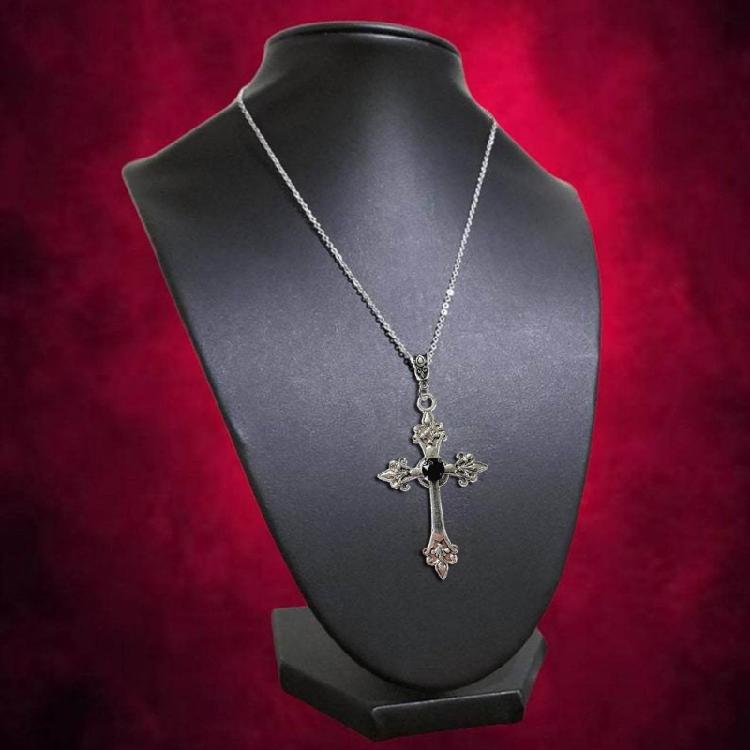 2pcs  Crucifix Pendant Neckchain Gothic Necklace Fashionable Unisex Accessory