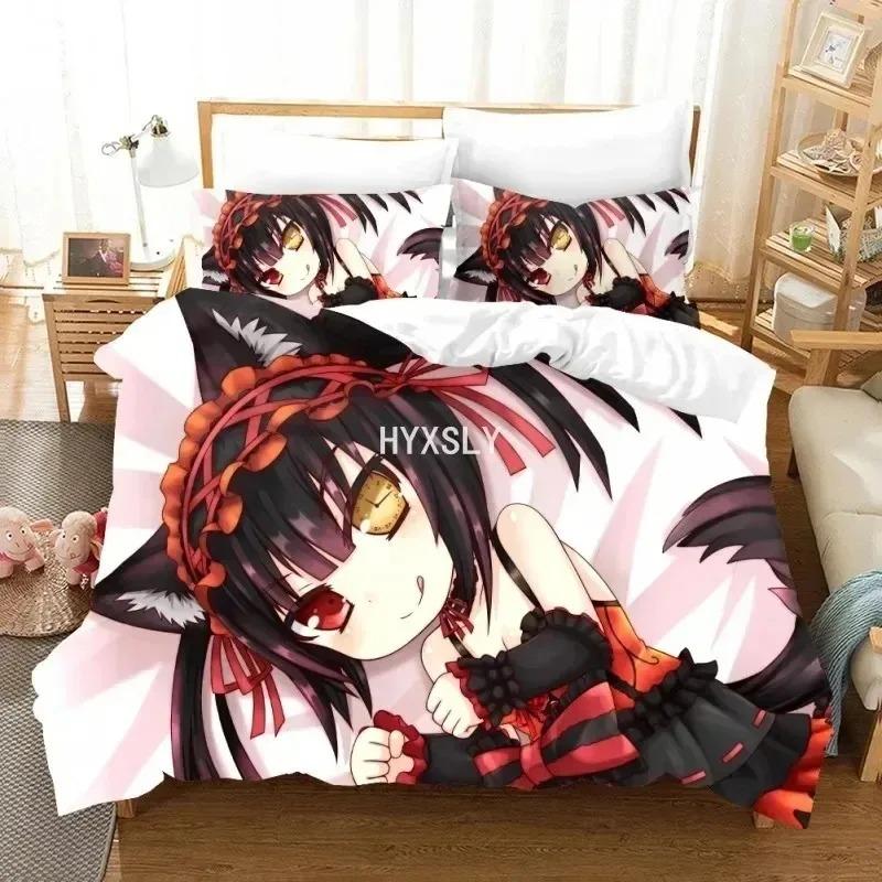 Date A Live Bedding Set For Bedroom Soft Modern Bedspreads Comefortable Kids Duvet Cover Quilt Cover And Pillowcase