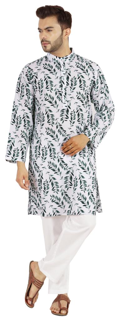 Atasi Designer indian Kurta pentru bărbați cu mâneci lungi imprimate de vară etnic lung