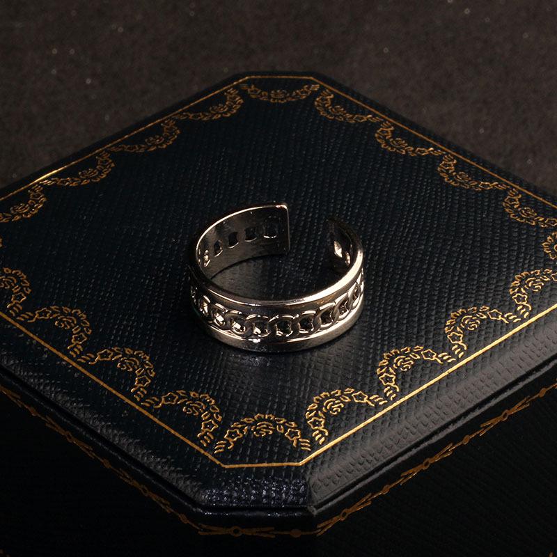 18k Gold Unisex Adjustable Stainless Steel Chain Ring - Personalized Couple Fashion