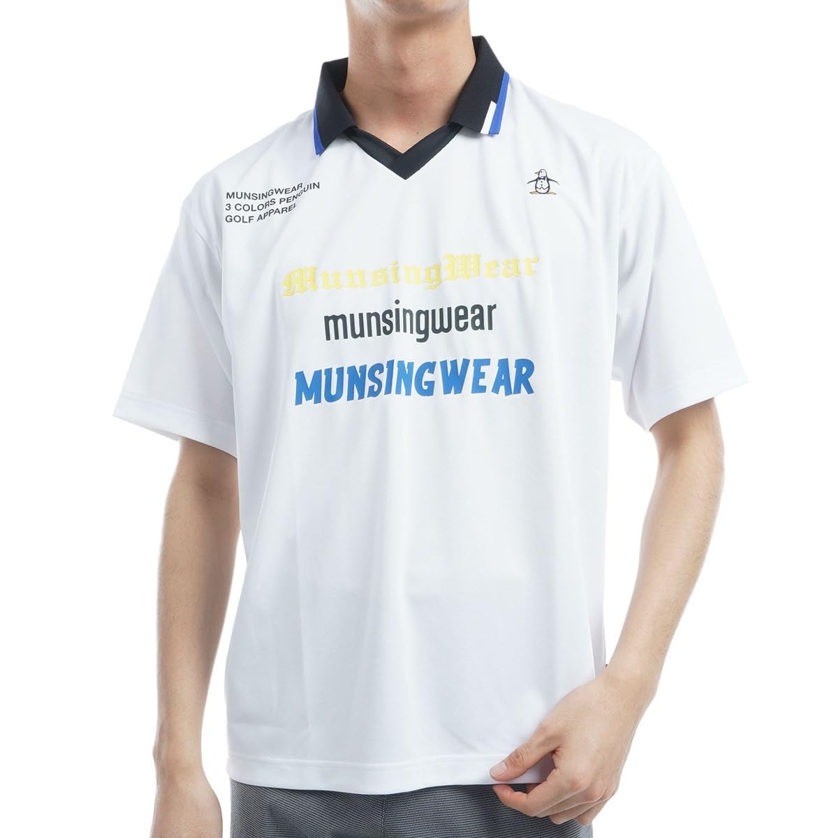 

shirt Soccer game shirt WH00 [Munsingwear] Short-sleeved [ENVOY] collar, sweat-wicking, quick-drying, oversized, sporty, golf, MEMXJA08, men s,