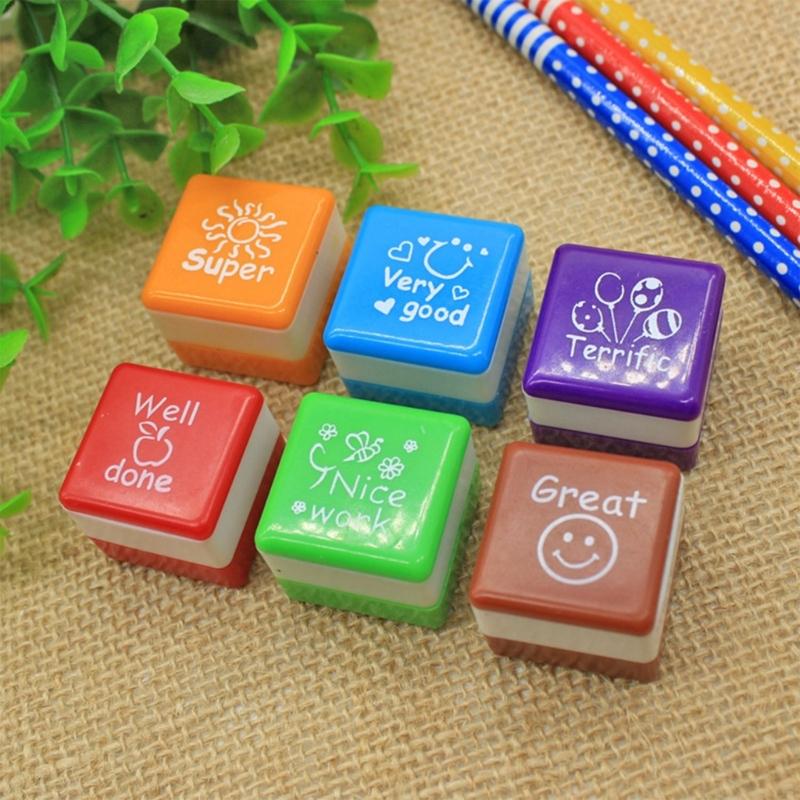 6 ks Dětské povzbuzující razítko Anglický učitel Komentář Razítko Pochvala Odměna Pečeť Voda Samobarvicí DIY Školní Scrapbooking
