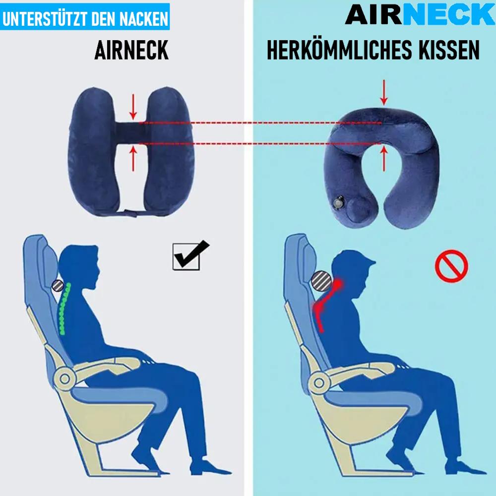 AIRNECK Nackenhörnchen Nacken Kissen Reise Flugzeug Auto Reisekissen mit Kopfstü