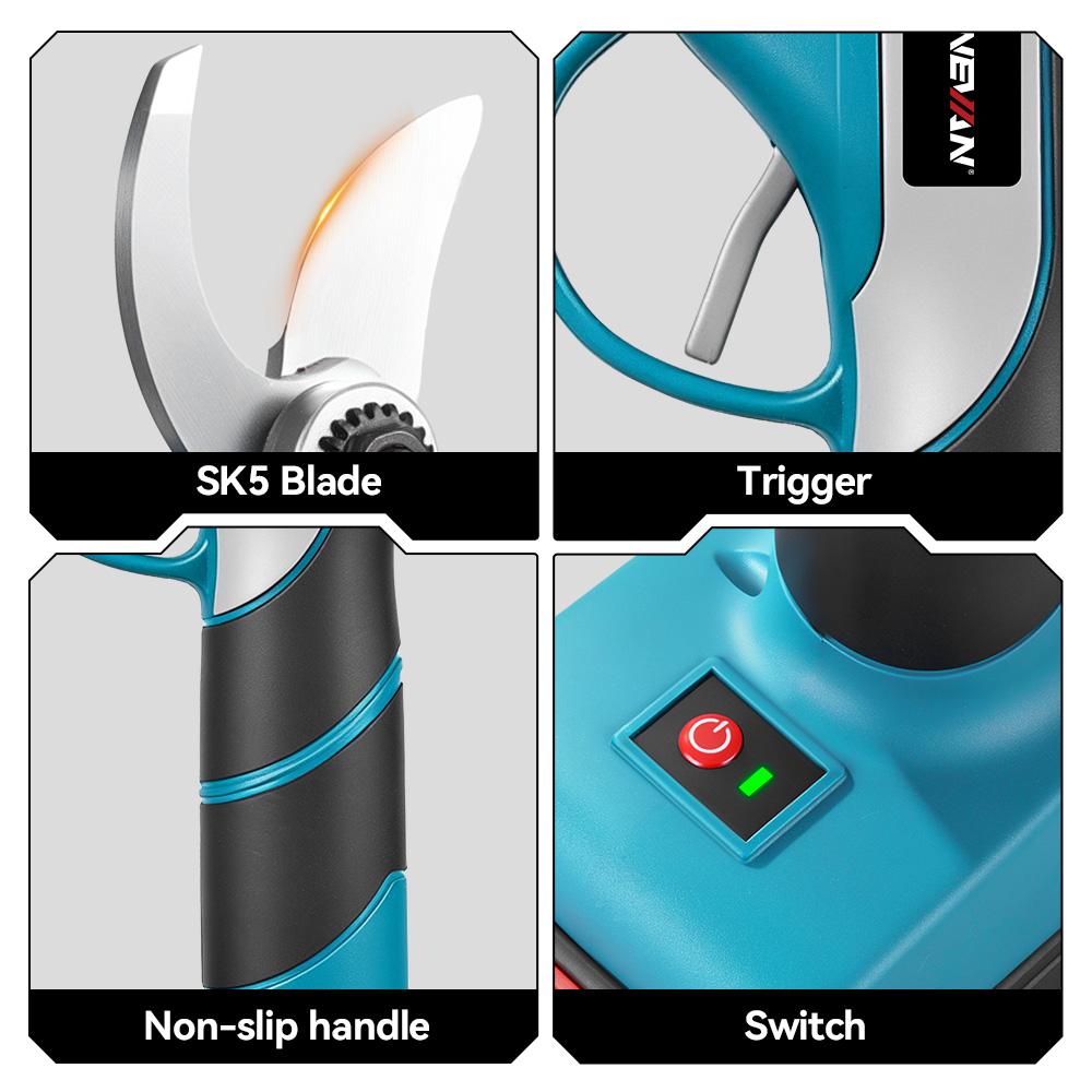 ONEVAN 30mm Brushless Electric Pruning Shear Cordless Scissor Tree Pruner Branch Cutter Garden Power Tool For Makita Battery Pin