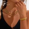 Edelstahl Damen Gold Kette Halskette & Armband Schmuckset