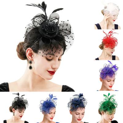 Pillbox-Hut, Perlen-Dekor, dekorativer Kopfschmuck, Netzgarn, Blumen-Dekor, Fascinator-Hut, Mode-Accessoires