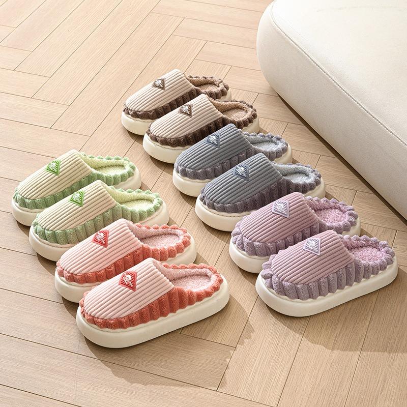 Cotton Slippers Women's Autumn and Winter Indoor Home Thick-soled Household Plush Warm Soft-soled Non-slip Cotton Shoes