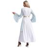 Womens Greek Costume Roman Queen Princess Ancient Toga Gown V Neck Long Sleeve Contrast Fancy Dress
