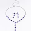 Cross Border Hot Selling European and American Bride Simple Claw Chain Rhinestone Necklace Earring Set Manufacturer Wholesale