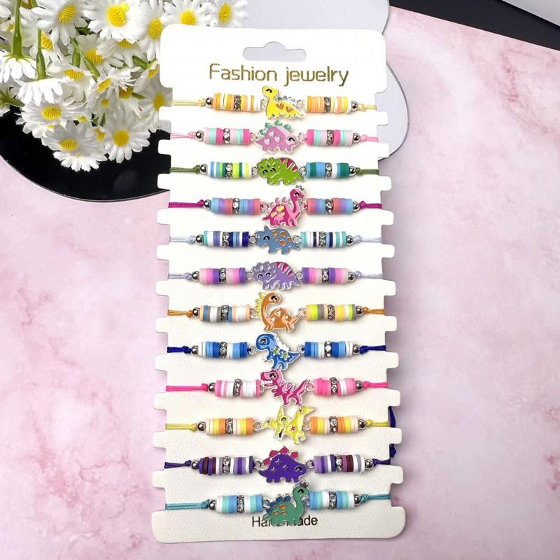 Kids Soft Polymer Clay Bracelet Set Cartoon Animal Design Multi-Layer Stackable Friendship Wristband Girls Boys 2025