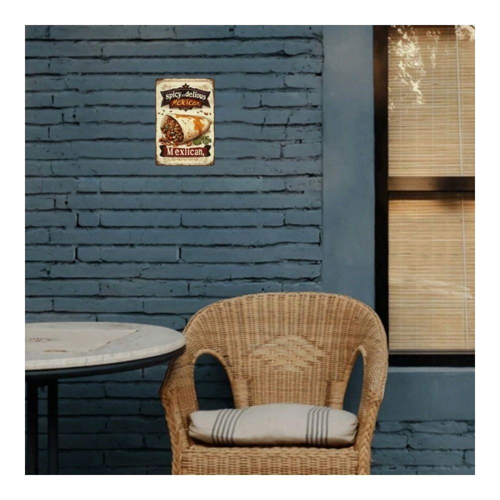 Vintage Metal Burrito Sign Wall Art Retro Kitchen Decor Tin Poster for Cafe Bar