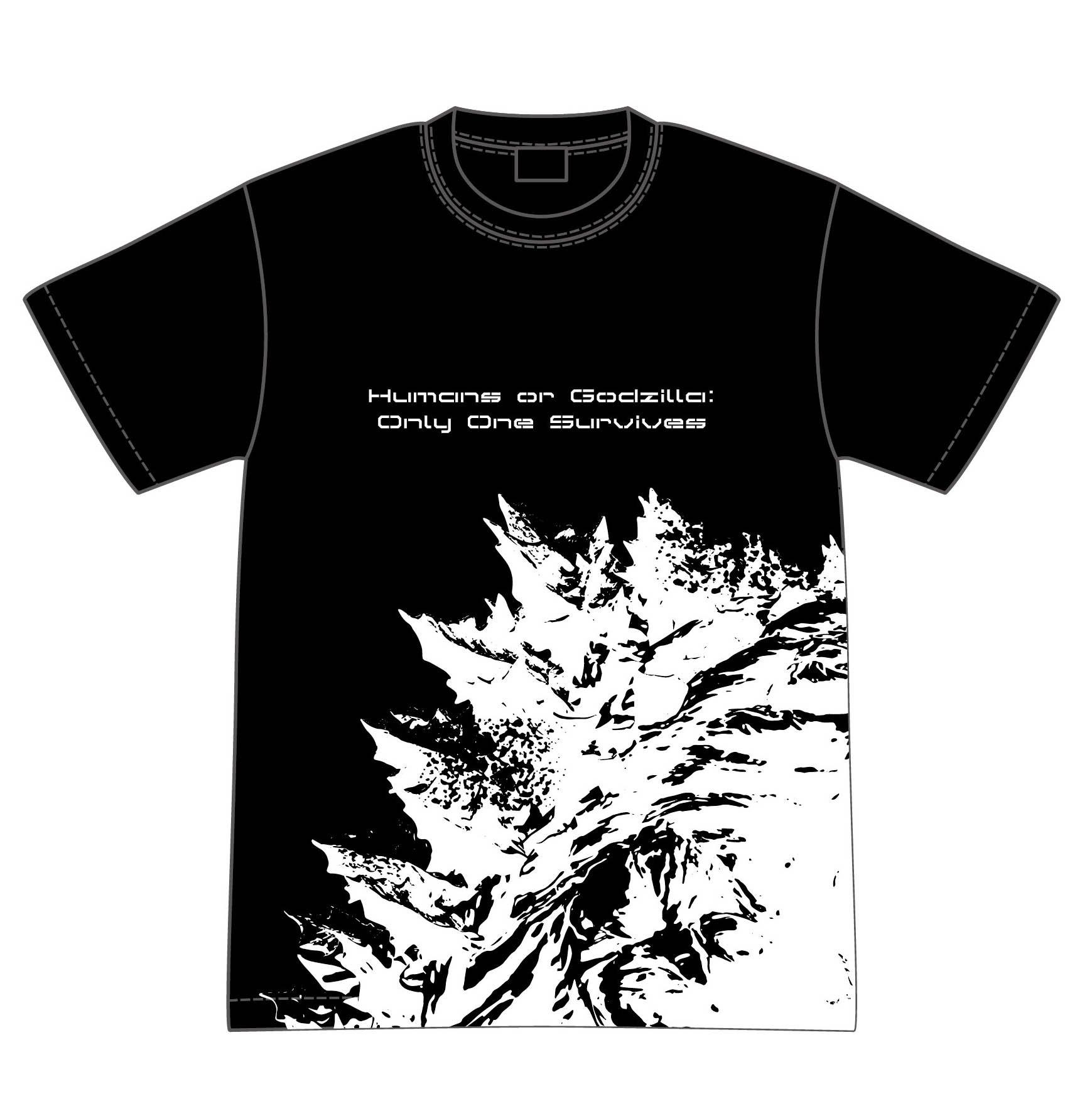 

GODZILLA Humans or Only One Survives size L Godzilla T-shirt, чёрный