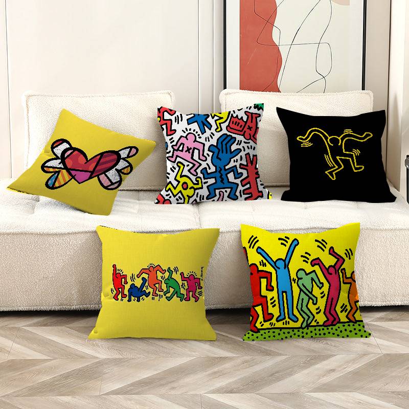 Retro Abstract Cartoon K-KeithS Pillow Anime Pillow Sofa Bed Head Pillow Cover Cushion Cover 45x45 Cm Fashion