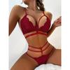 Ladies Sexy Fashion Interesting Tight Lace Hollow Tie  Two Piece Set