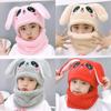 Double Fleece Kids Caps Plush Scarf Thicken Cap Winter Warm Neck Cap  Children