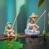 Creativo Miniatura Vecchio Pescatore Ornamento PVC Jiang Tai Gong Pesca Acquario Bonsai Giardino Roccioso Aquascaping Decorazione