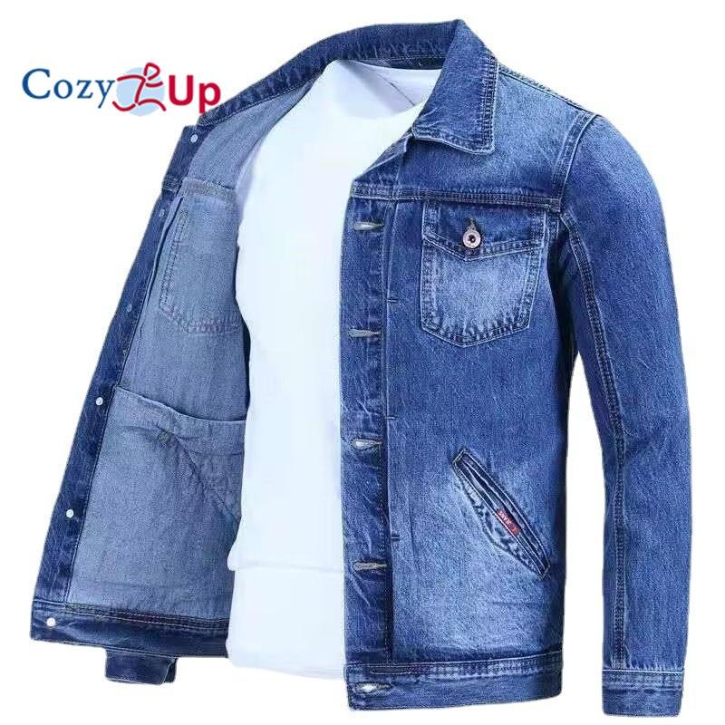 Cozy Up Men's Rugged Wear Button Down Denim Jacket Fashion, Classic Long Sleeve Jean Jacket