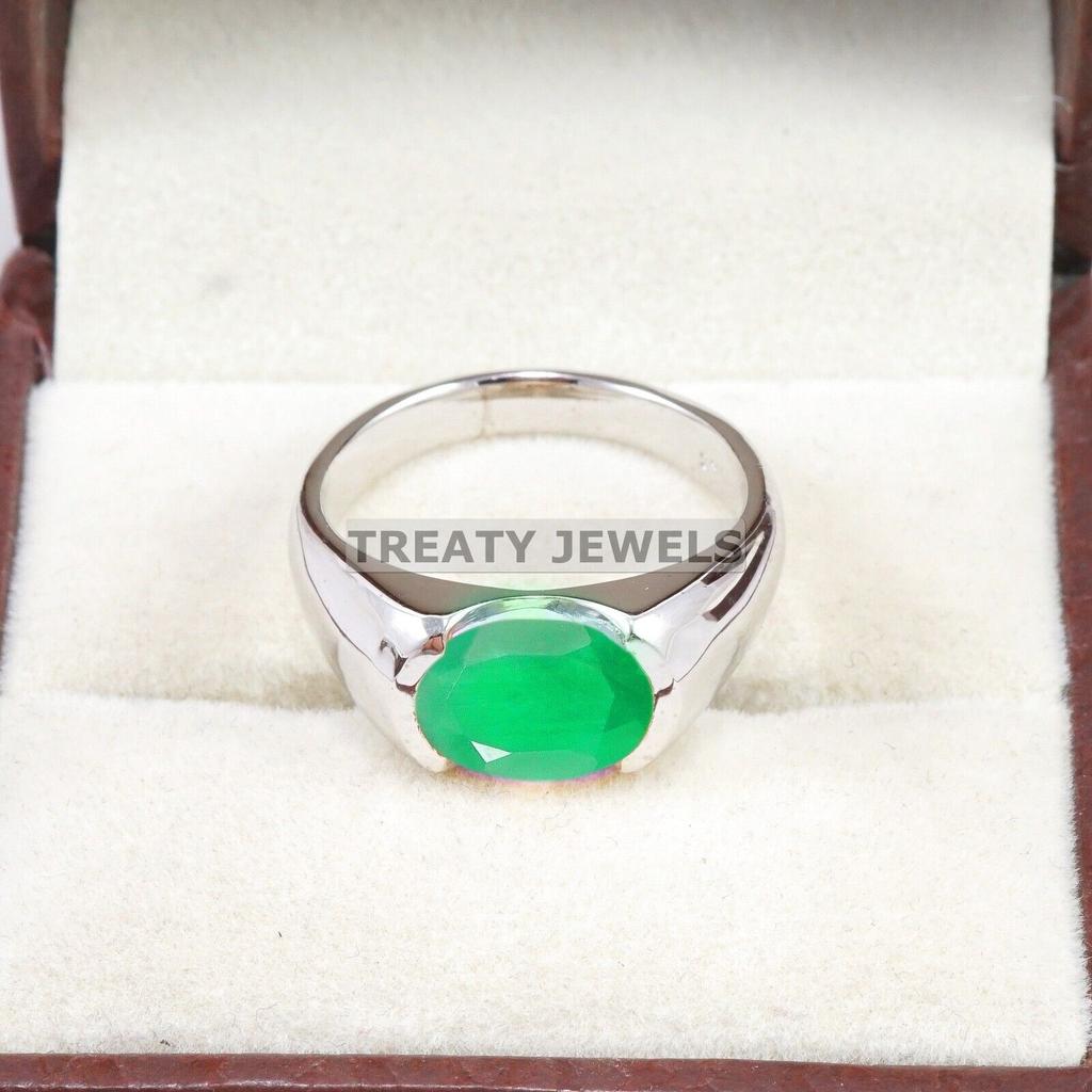 Emerald Oval Cut Gemstone With 925 Sterling Silver Ring For Men's #B33 JL375671290536