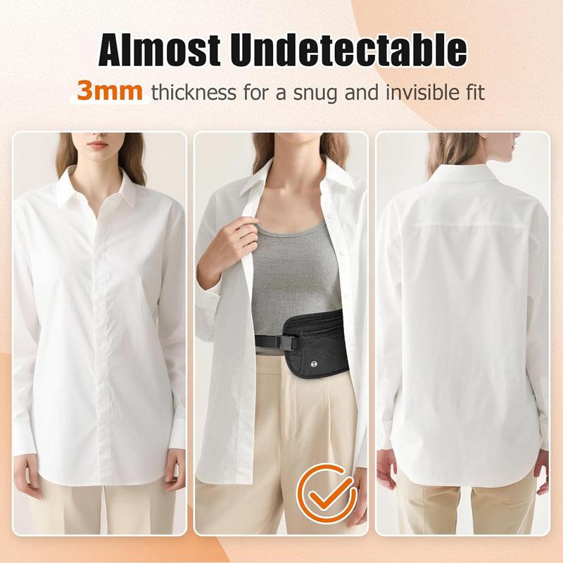 Travel Waist Bag Money Belt Slim Passport Holder RFID Blocking Travel Invisible Pouch Protect Cash Credit Cards Travel Documents