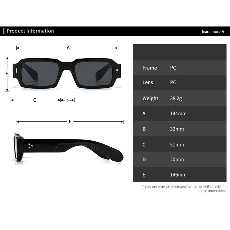 Punk Luxury Designer Square Classic Rivet Sunglasses ladies For Men Trendy Sun Glasses Vintage Popular Shades UV400