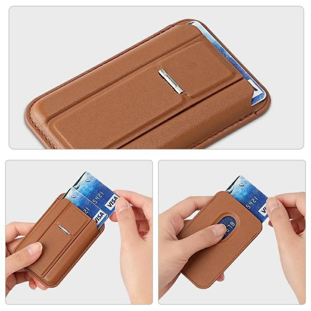 Compatible with MagSafe Leather Magnetic Card Holder Kickstand Combo Multi Card Slots For iPhone Series