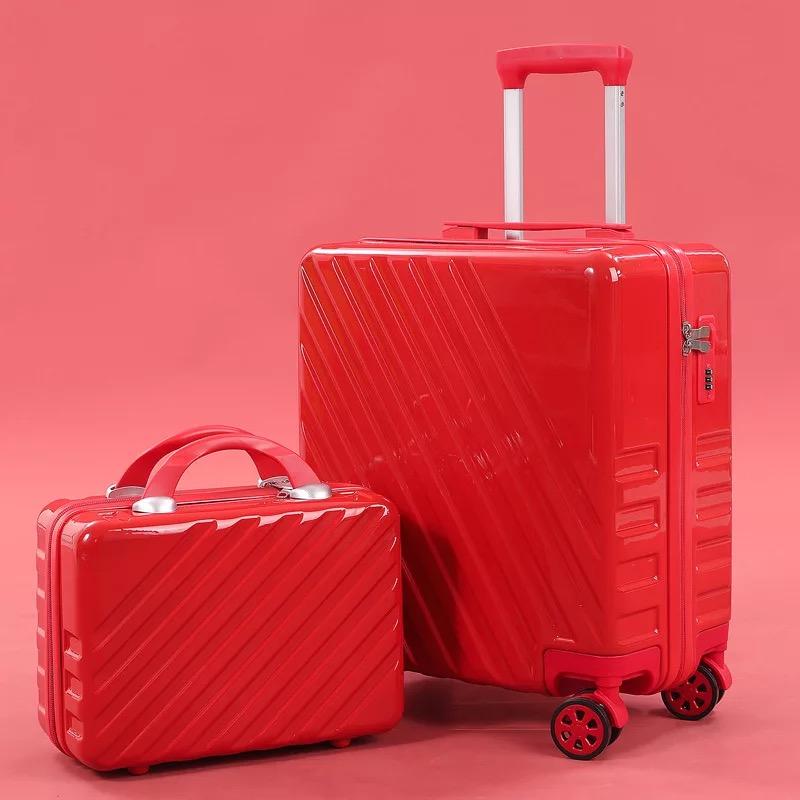 2 bucăți/set valiza de călătorie 18''20 inch bagaj rulant pentru cabină cărucior geantă set de bagaje pentru femei cu geantă cosmetică la modă