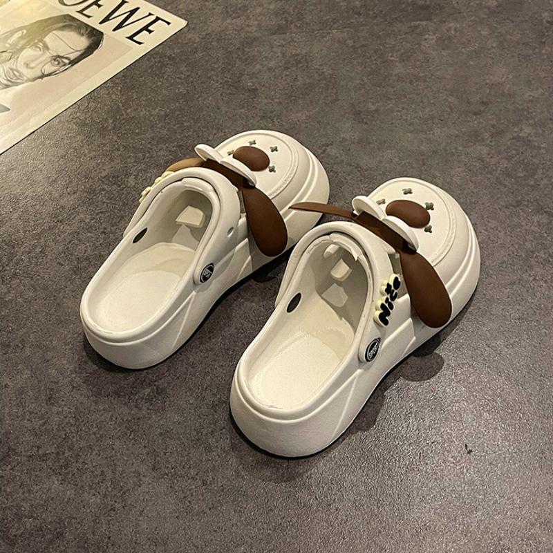 Fashion Cute DIY Cartoon Dog Fashion Clogs For Women Summer Platform Sandals Thick Sole Female Leisure Garden Shoes Home Street Slippers