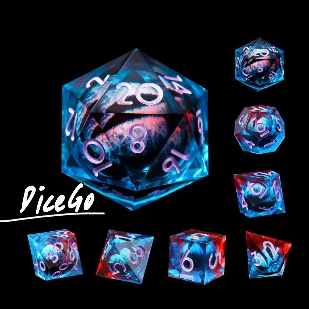 Spitzes Harz Longan Bewegliches Baldur's Gate Würfelset Dungeons & Dragons Brettspiel DND Cthulhu Laufgruppe