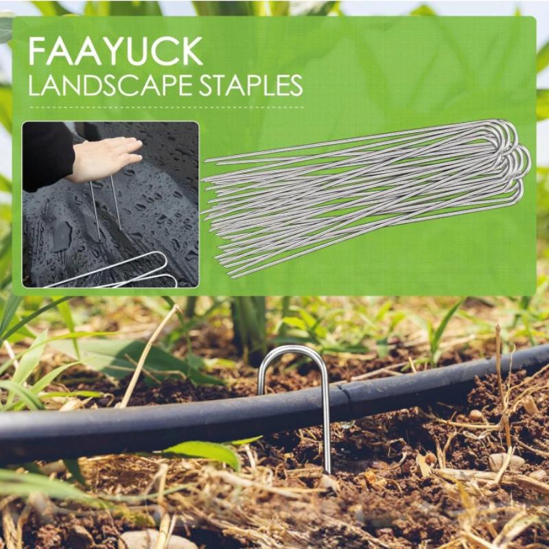 U-Shaped Garden Nail Heavy Duty Fence Pipe Stake Lawn Galvanized Landscape Nail for Fixing Water Pipe Turf Barrier Ground Nail
