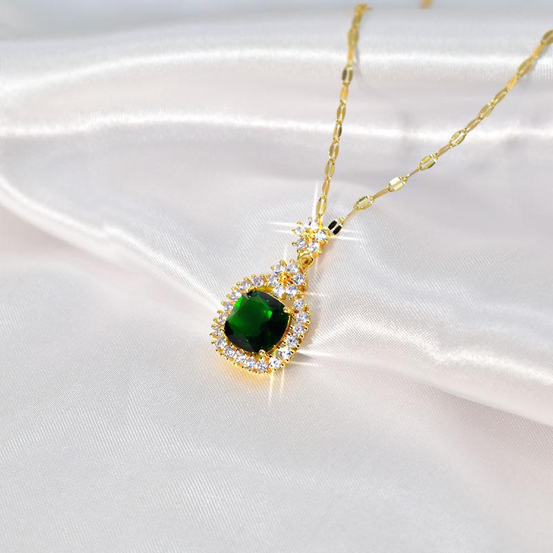 

Дизайнерское маленькое квадратное ожерелье с кристаллами, женское, в стиле ретро, этническая подвеска, титановая стальная цепочка на ключицу