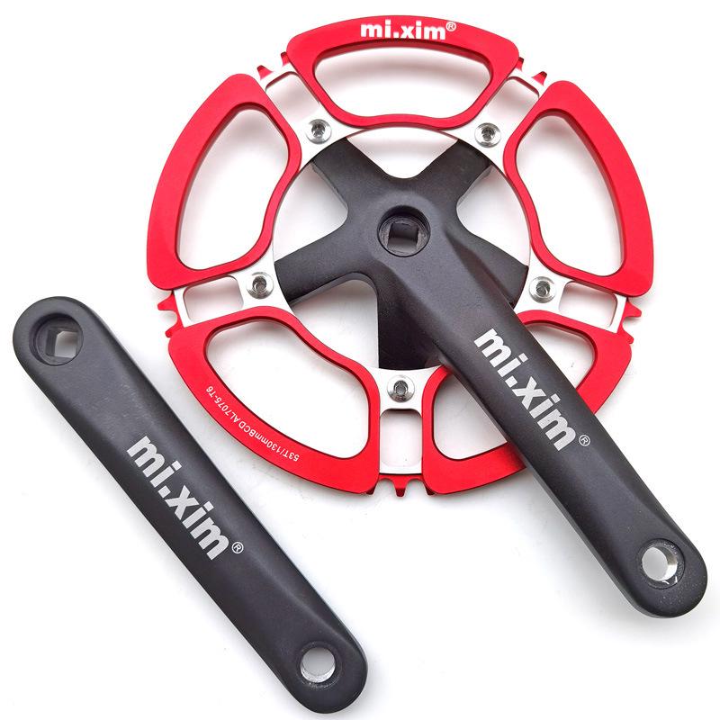 mi.xim 5-hole Petal Crankset: 45T/47T/53T/56T for Folding, Small Wheel, and Road Bikes, Single Chainring Crankset