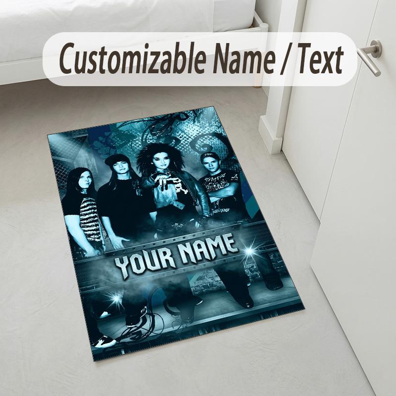 Personalized Crystal Velvet Carpet,Tokio Hotel Custom Printed Name, Plush Area Rug For Home Indoor Decor