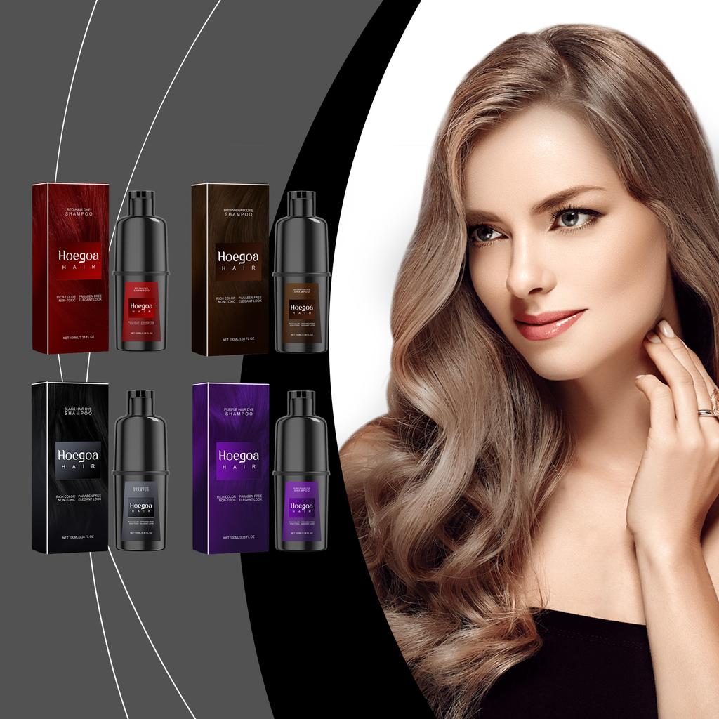 Hoegoa Hair Color Shampoo - Gentle Non-Irritating Non-Damaging Scalp, DIY Long-Lasting Easy Color Application Hair Color Shampoo