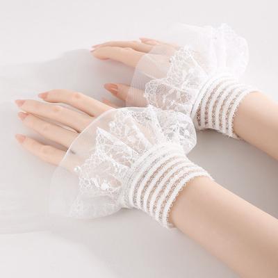 White Black False Sleeve Cuffs Mesh Pearl Lace Cuff New Wrist Cuff Photography Props