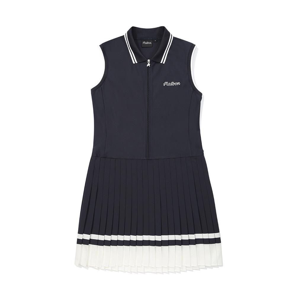 MALBON GOLF Sleeveless Fine Pleated Dress Navy (Woman)