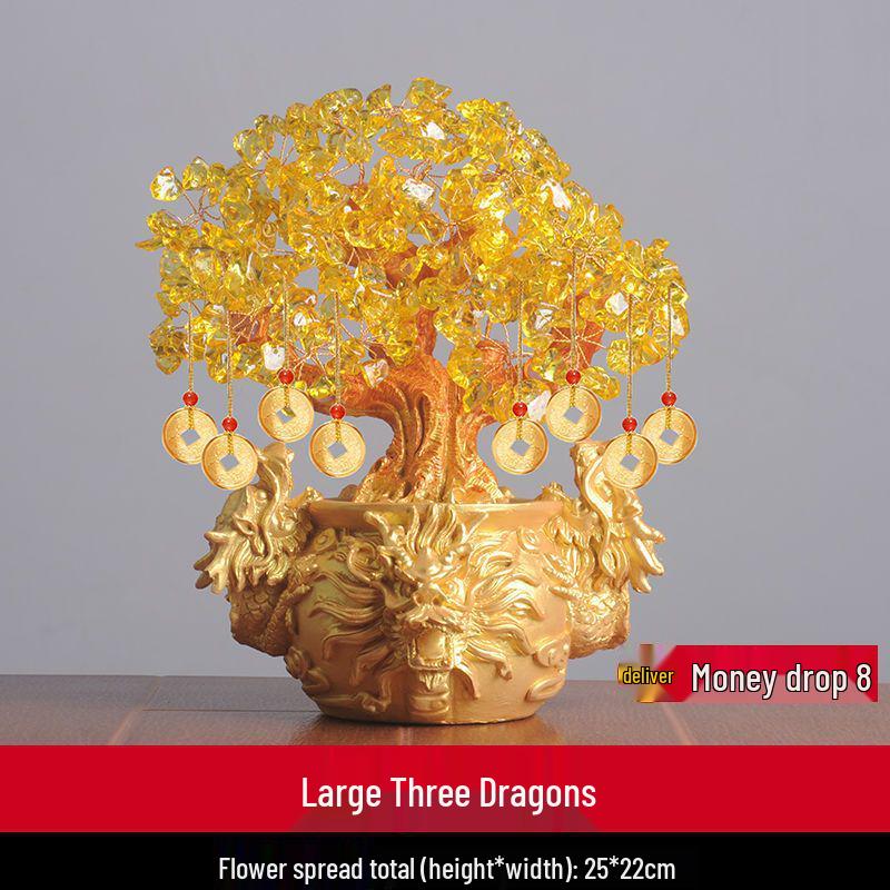 Glückbaum Citrin Ornament für Wohnzimmerdekoration oder Eröffnungsgeschenk