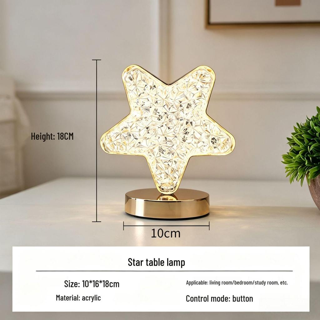 Star & Moon Desk Lamp: Rechargeable Night Light, Bedroom & Dining Decor
