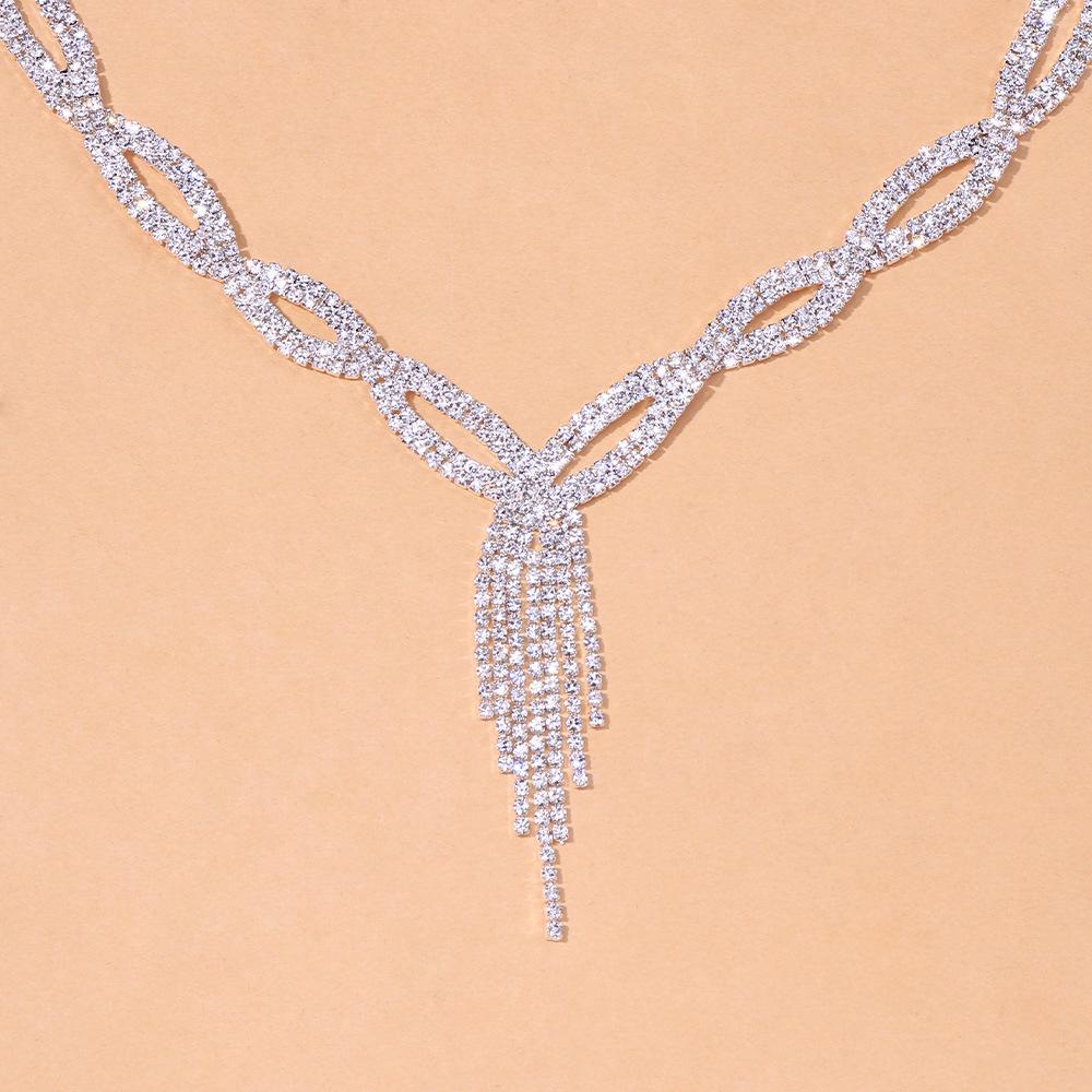 Mode Klassisch Elegant Quaste Kristall Brautschmucksets Afrikanische Strass Hochzeit Halskette Ohrringe Armband Sets