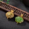 Original new  inlaid natural Hetian jade hollow carved filigree sachet pendant ancient gold craft necklace ladies jewelry
