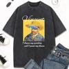 T-shirt Stampata con Pittura ad Olio Personalizzata Estiva T-shirt Vintage Lavata ad Acqua morbida per Uomo e Donna T-shirt Comoda