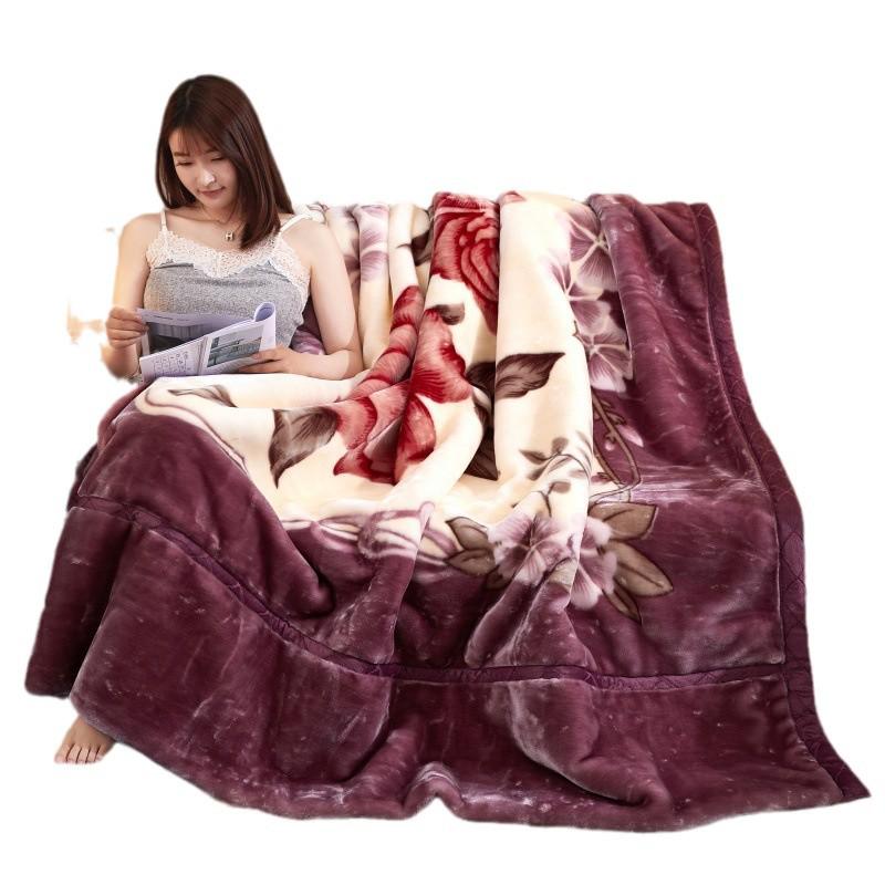 Double-Layer Thickened Raschel Blanket - Super Soft Anti-Static Fleece for Autumn/Winter, Perfect Wedding Gift.